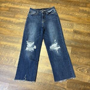 Judy Blue High Waisted 90s Knee Destroy Straight Leg Jeans JB82592 Womens 7/28